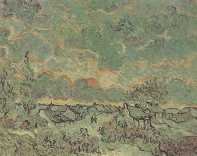 Vincent Van Gogh Cottages and Cypresses:Reminiscence of the North (nn04) oil painting image